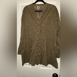 Jaded gypsy Olive Green Printed Peasant Blouse
Earthy Prairie boho western flowy